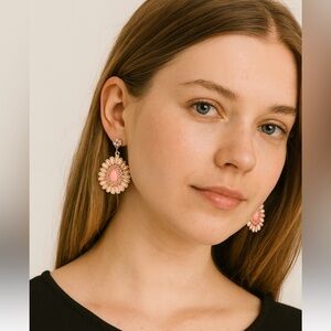 NEW Ella Large Dorado Pink Coral Concho Post Statement Earrings